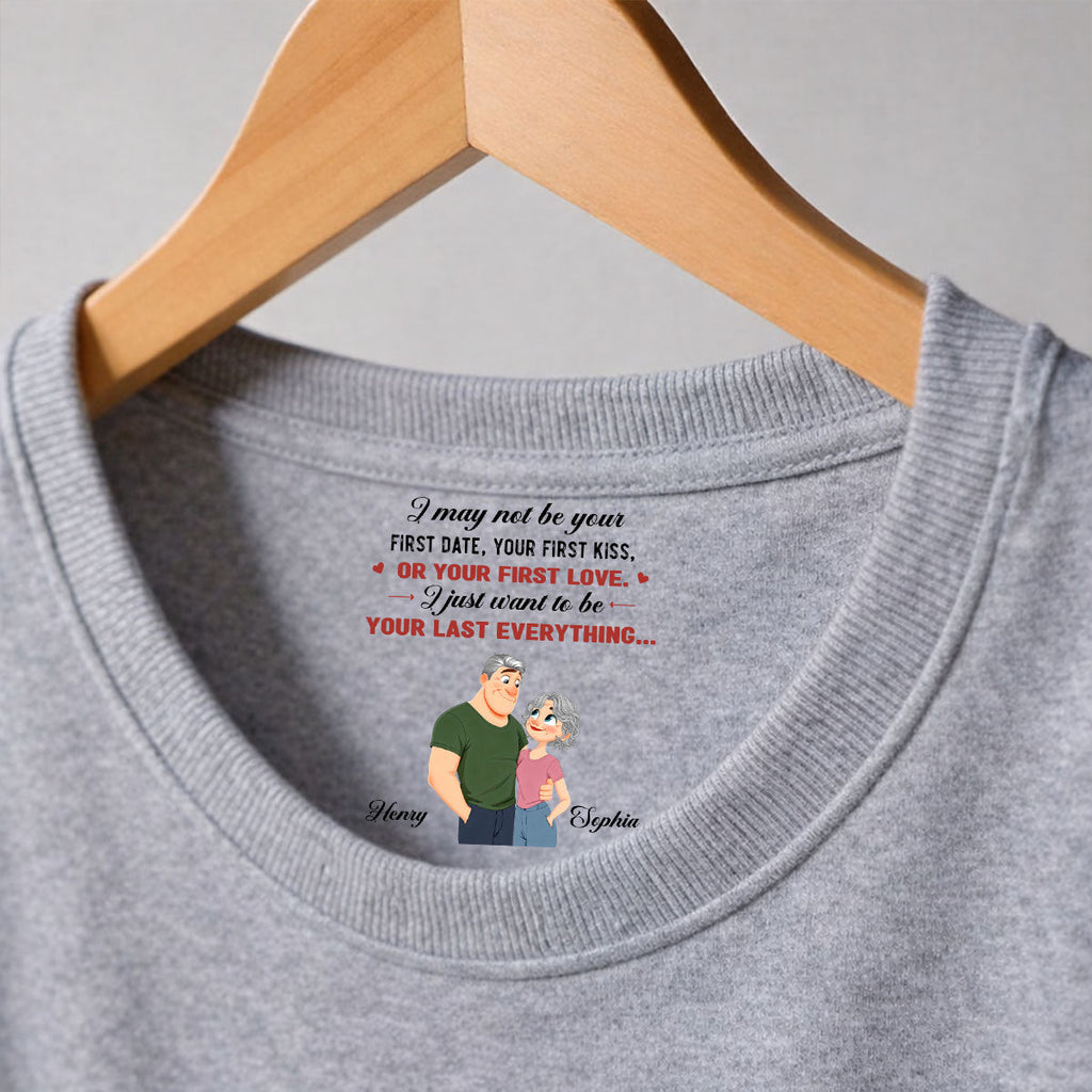 Custom Christmas Anniversary Keepsake Gifts For Husband • You First And Last Everything - Personalized Inside Neck Print T-shirt