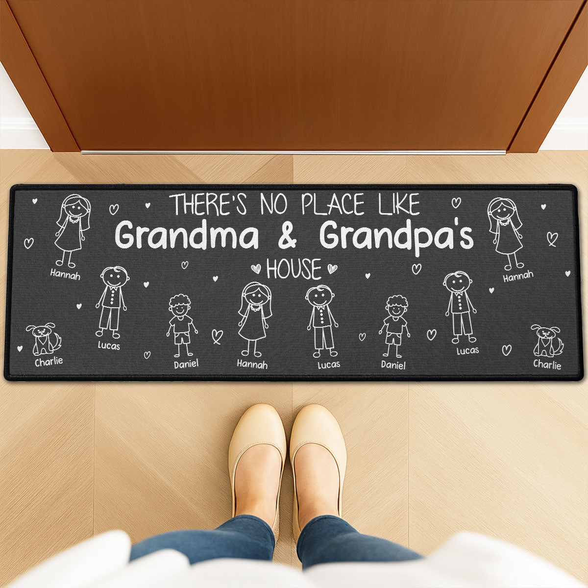 Custom Family Name Rug, Housewarming Birthday Gift For Grandma Grandparents • Family Love - Personalized Runner Rug