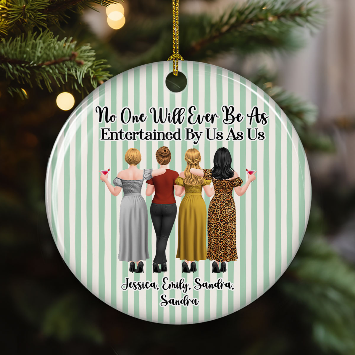 Custom Friendship Christmas Ornament, Best Friend Gift •  Entertained By Us - Personalized Ceramic Ornament