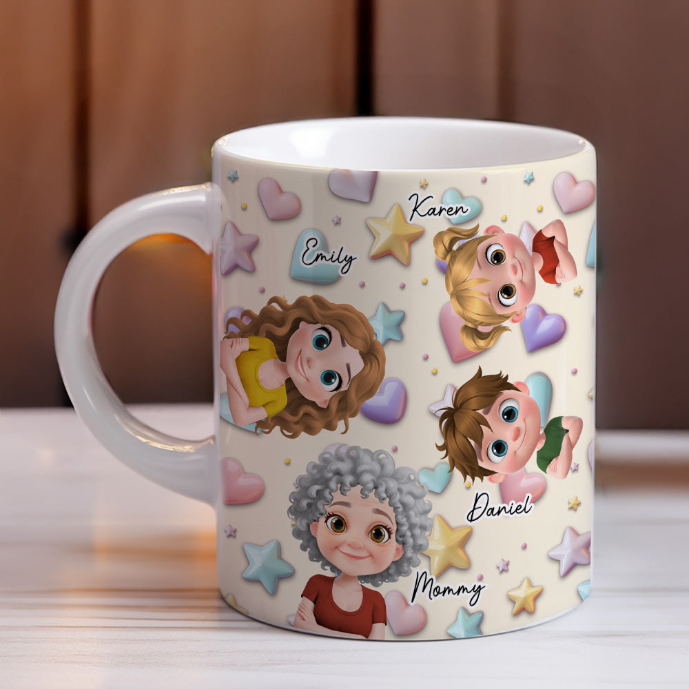 Custom Christmas & Birthday Gift for Mom • Cute Mommy And Children - Personalized 3D Effect Mug