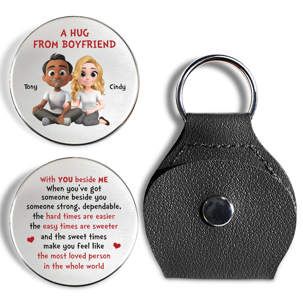 Custom Coin Keychain for Wife, Couple Anniversary Valentine's Day Gifts • With You Beside Me - Personalized Pocket Hug