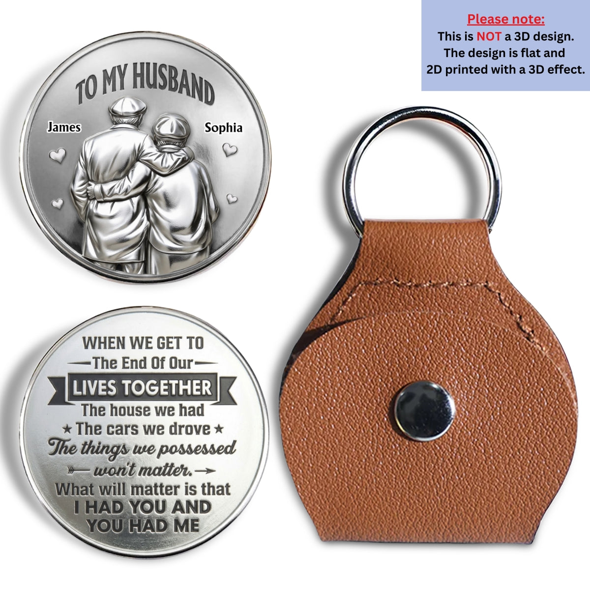 Custom Coin Keychain, Mother's Father's Day Birthday Gift Keepsake • The Things We Possessed Won't Matter - Personalized Pocket Hug
