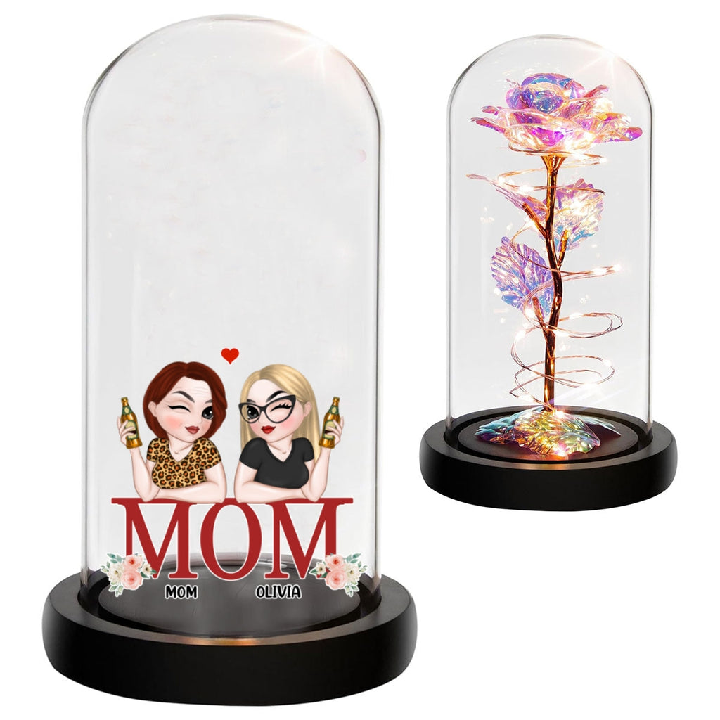 Mom Is The Best - Personalized Sparkly Rose