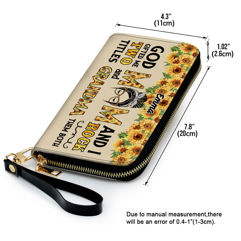 God Gifted Me Two Titles Mom & Grandma - Personalized Leather Wallet