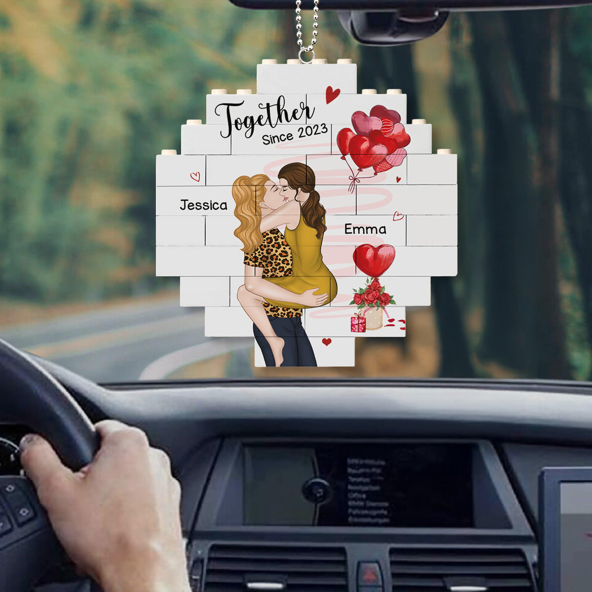 Love Is Love - Personalized Puzzle Car Ornament