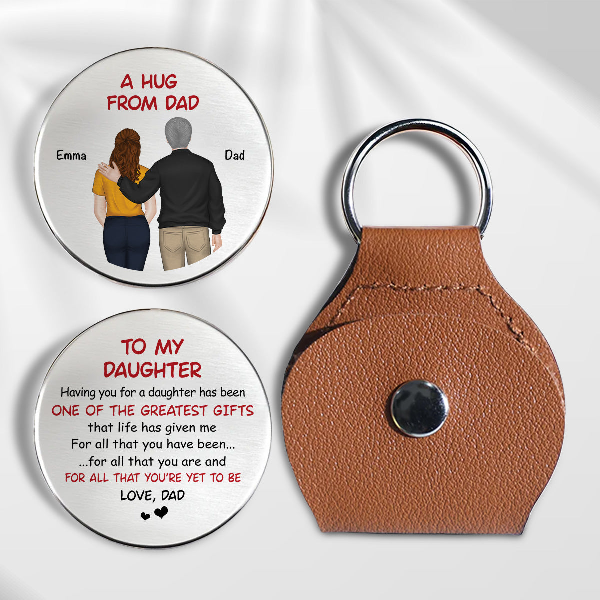 Custom Coin Keychain for Son, Father's Day Birthday Gifts • The Greatest Gifts From Dad - Personalized Pocket Hug