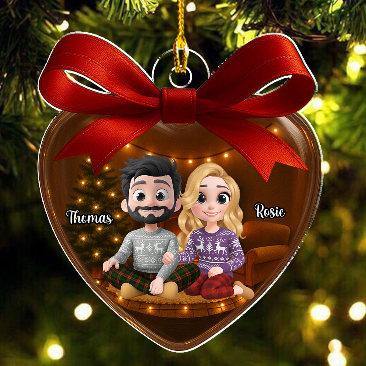 Custom Couple Christmas Ornament, Anniversary Gift •  Love You Forever Version 2 - Personalized Acrylic Ornament