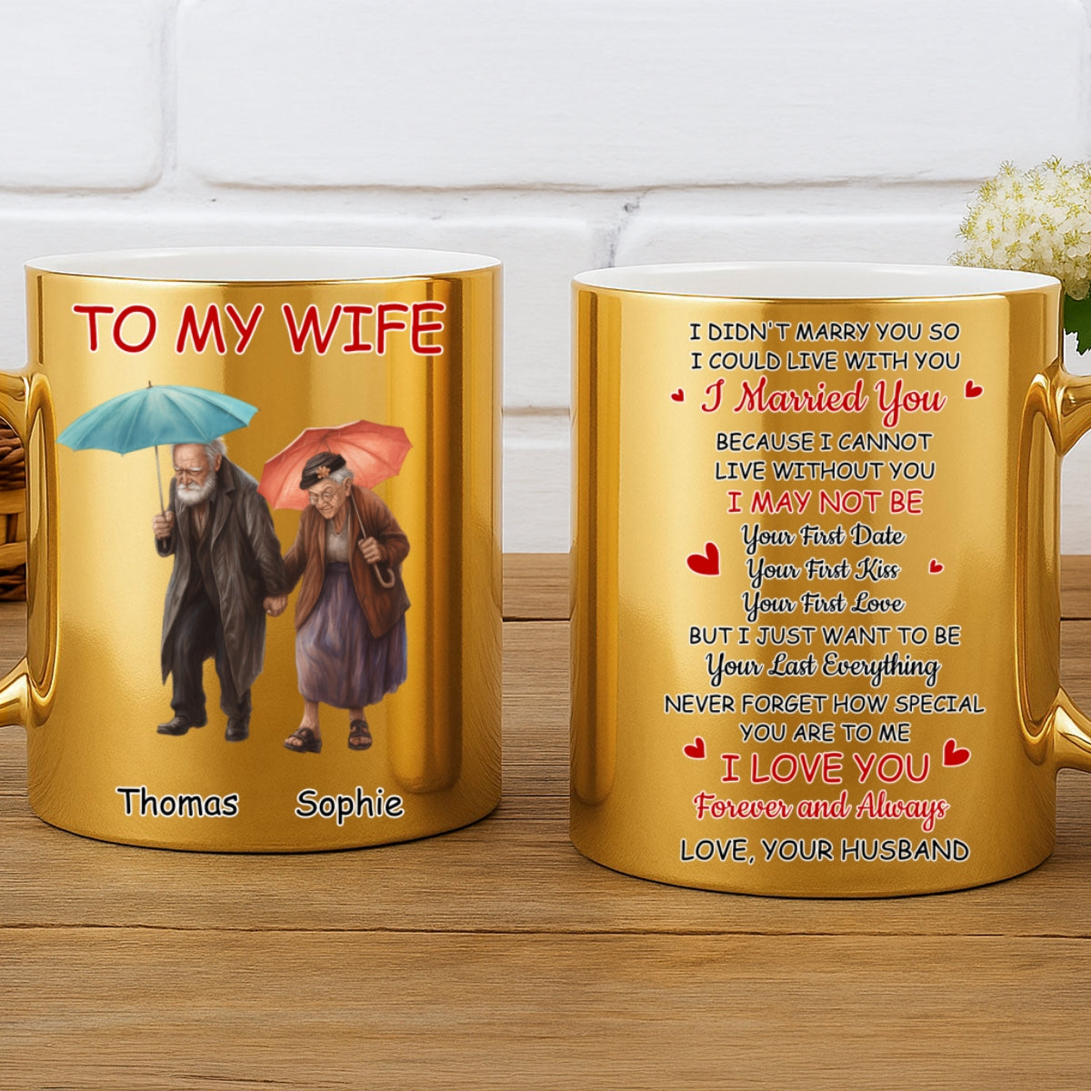 Custom Anniversary Keepsake Gifts For Couple • My Wife My Always - Personalized Metallic Mug