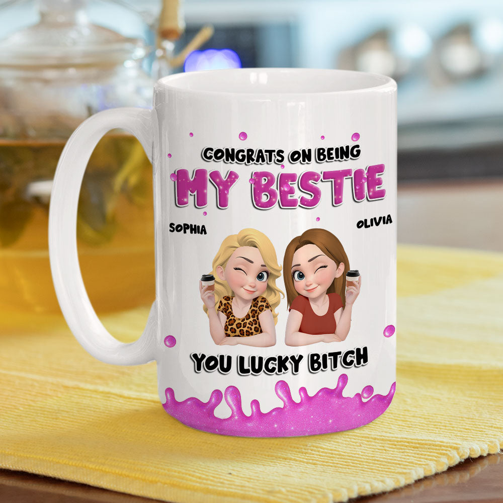 Custom Best Friend, Christmas & Birthday Friendship Keepsake Gift • Congrats My Bestie - Personalized Coffee Mug
