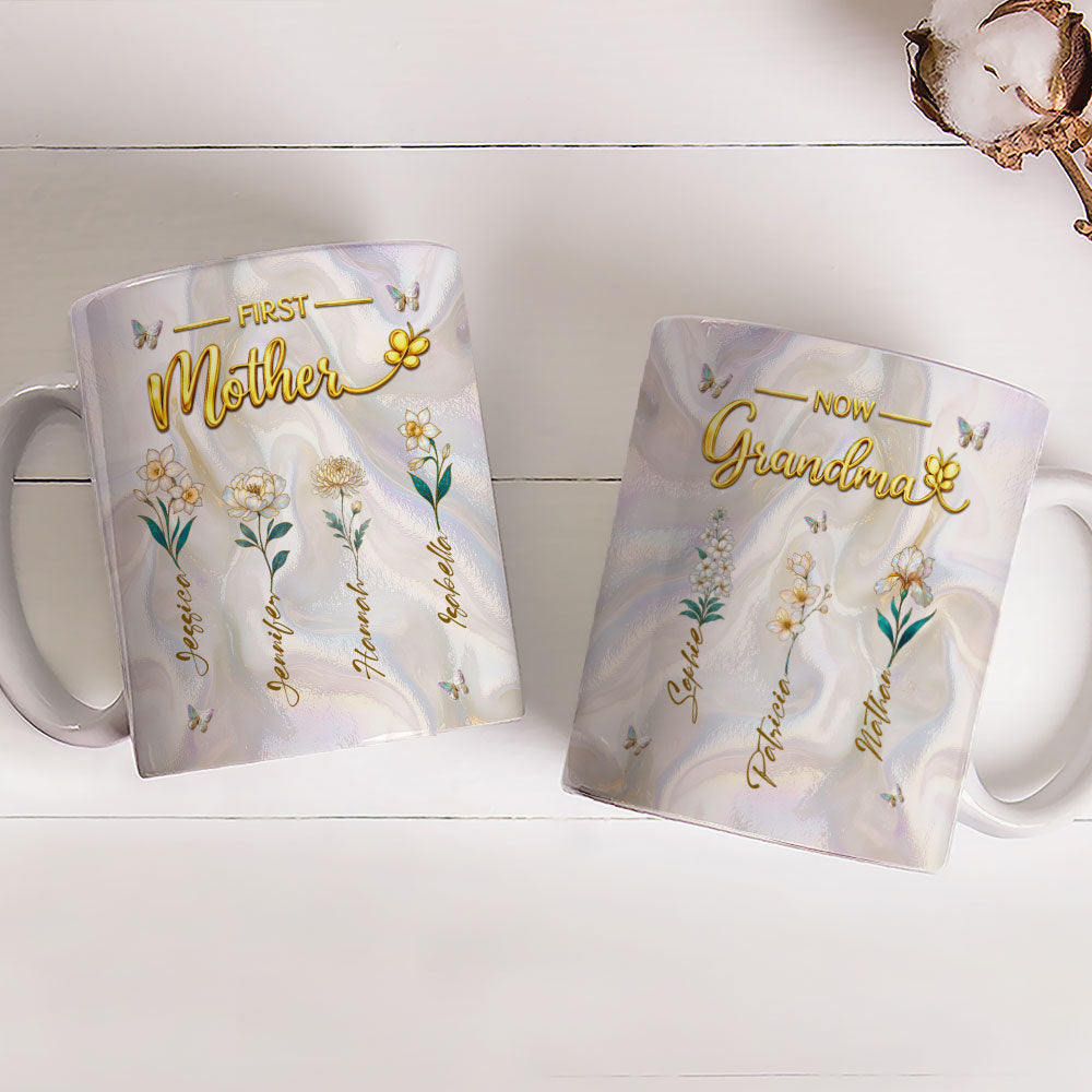 Custom Mother's Day Gift for Mom & Grandma • Flower Gift For Mom Grandma - Personalized 3D Inflated Effect Mug