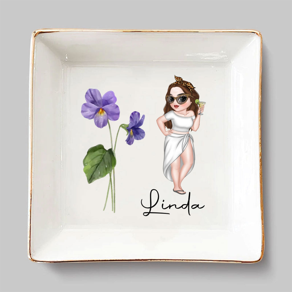 Custom Bestie Trinket Dish, Birthday Christmas Gift For Best Friend • Friends Are Flowers - Personalized Jewelry Dish