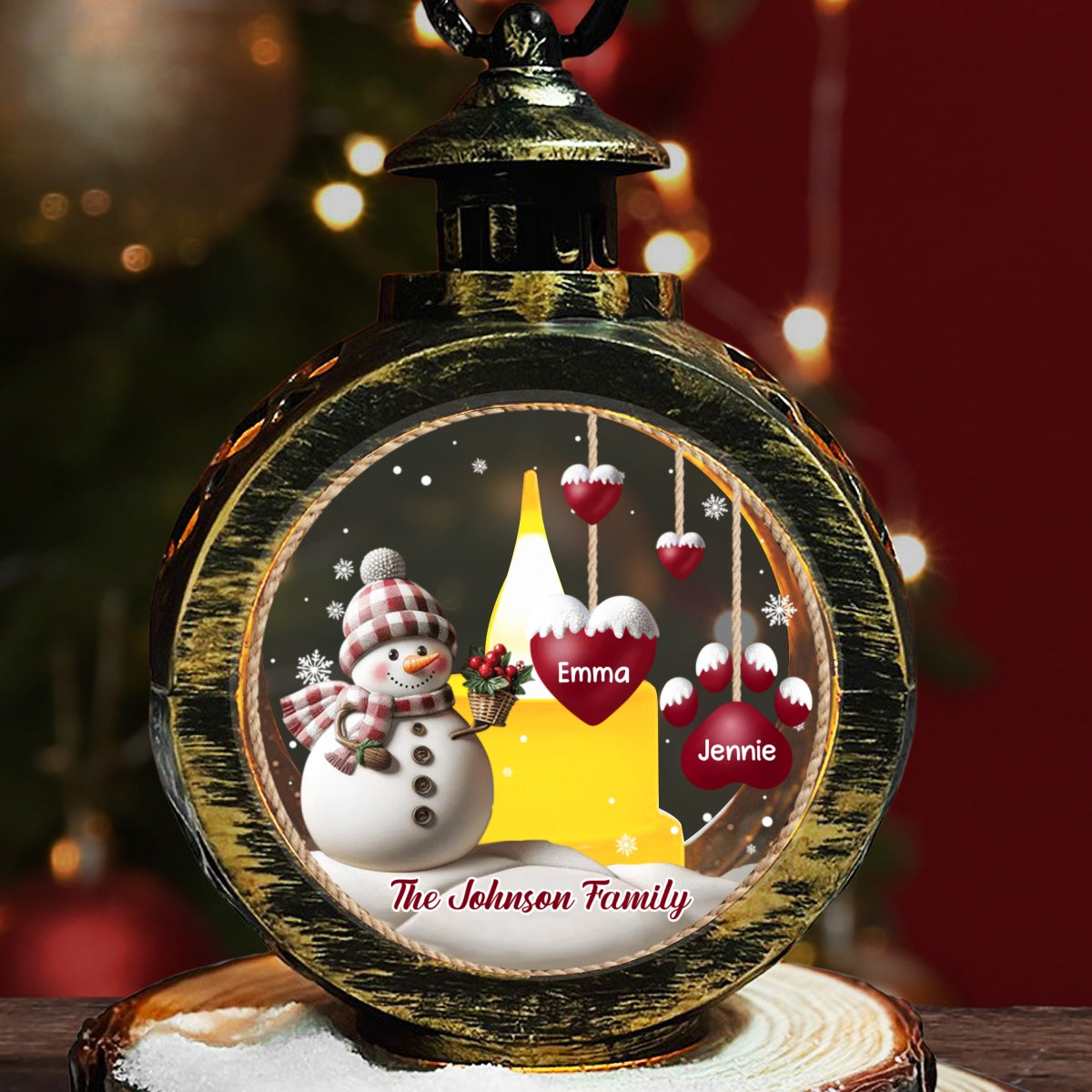 Custom Name Family Christmas Gifts, Holiday Decor • Sweet Heart Version 2 - Personalized Christmas Lantern