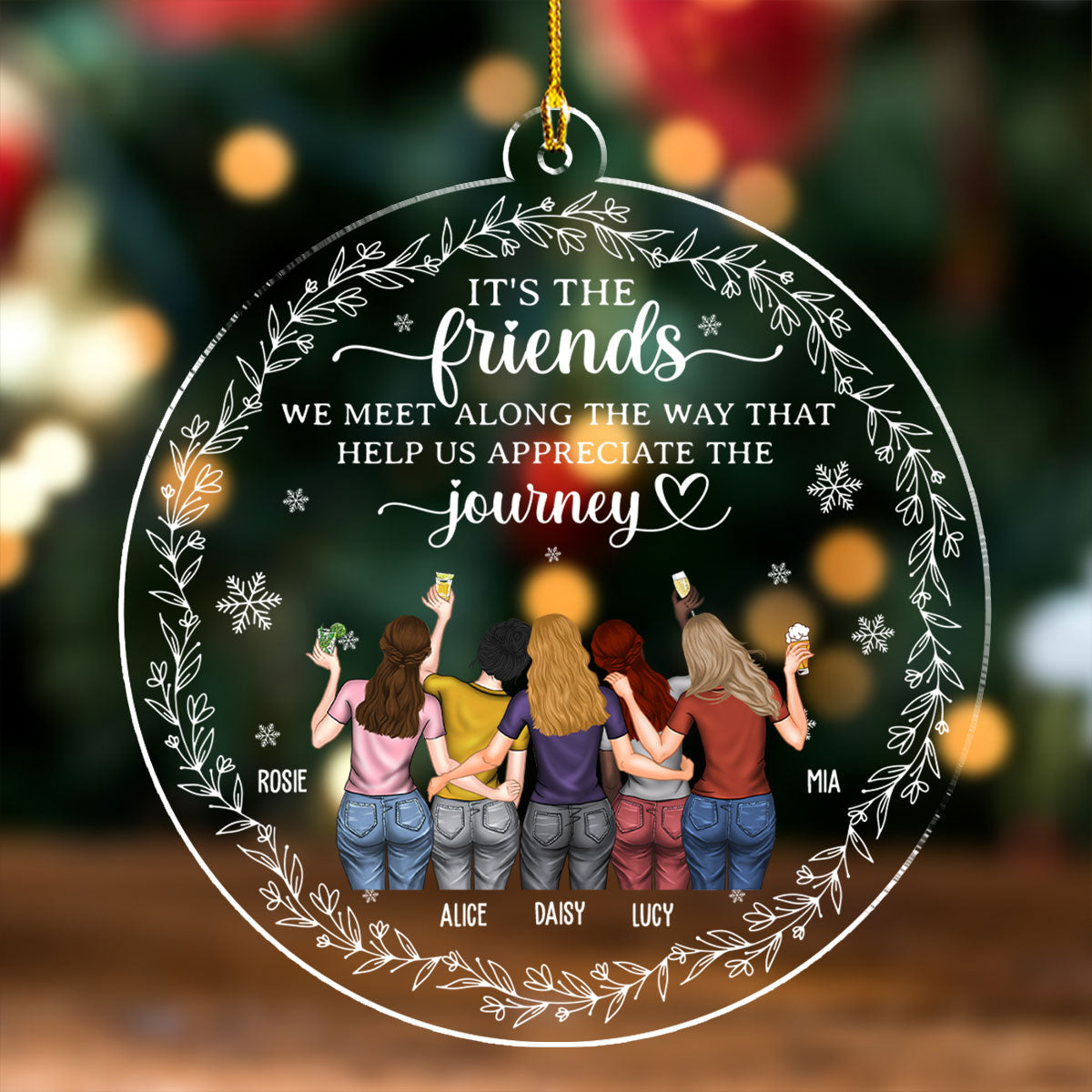 Custom Friendship Christmas Ornament, Best Friend Gift •  Appreciate The Journey - Personalized Acrylic Ornament