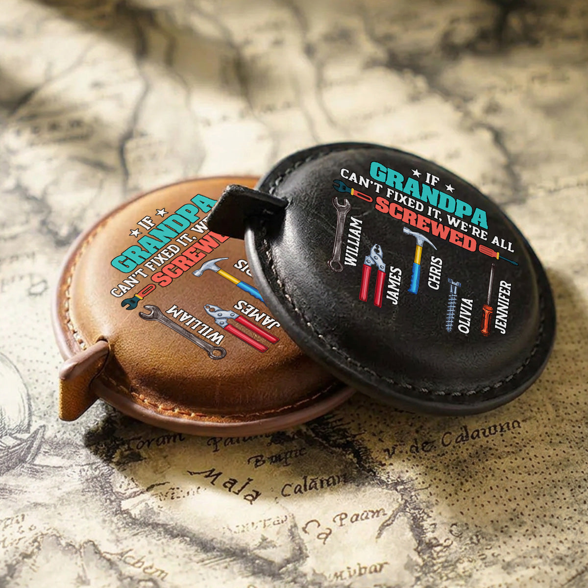 We Are All Screwed - Personalized Leather Tape Measure