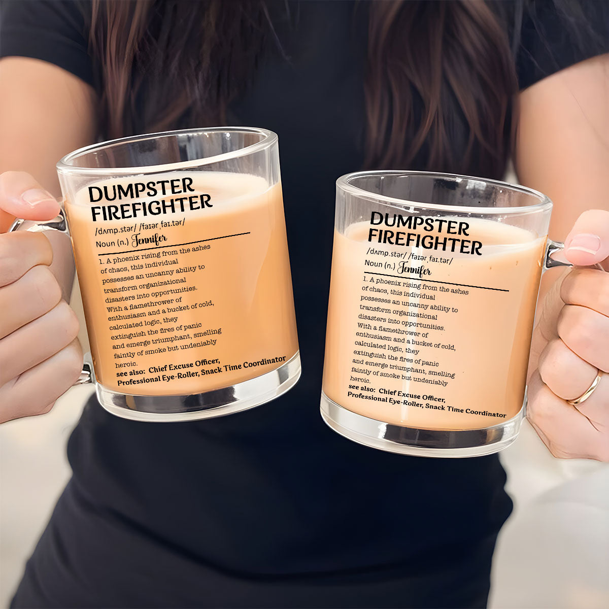 Custom Christmas & Birthday Keepsake Gift • Dumpster Firefighter- Personalized Glass Mug