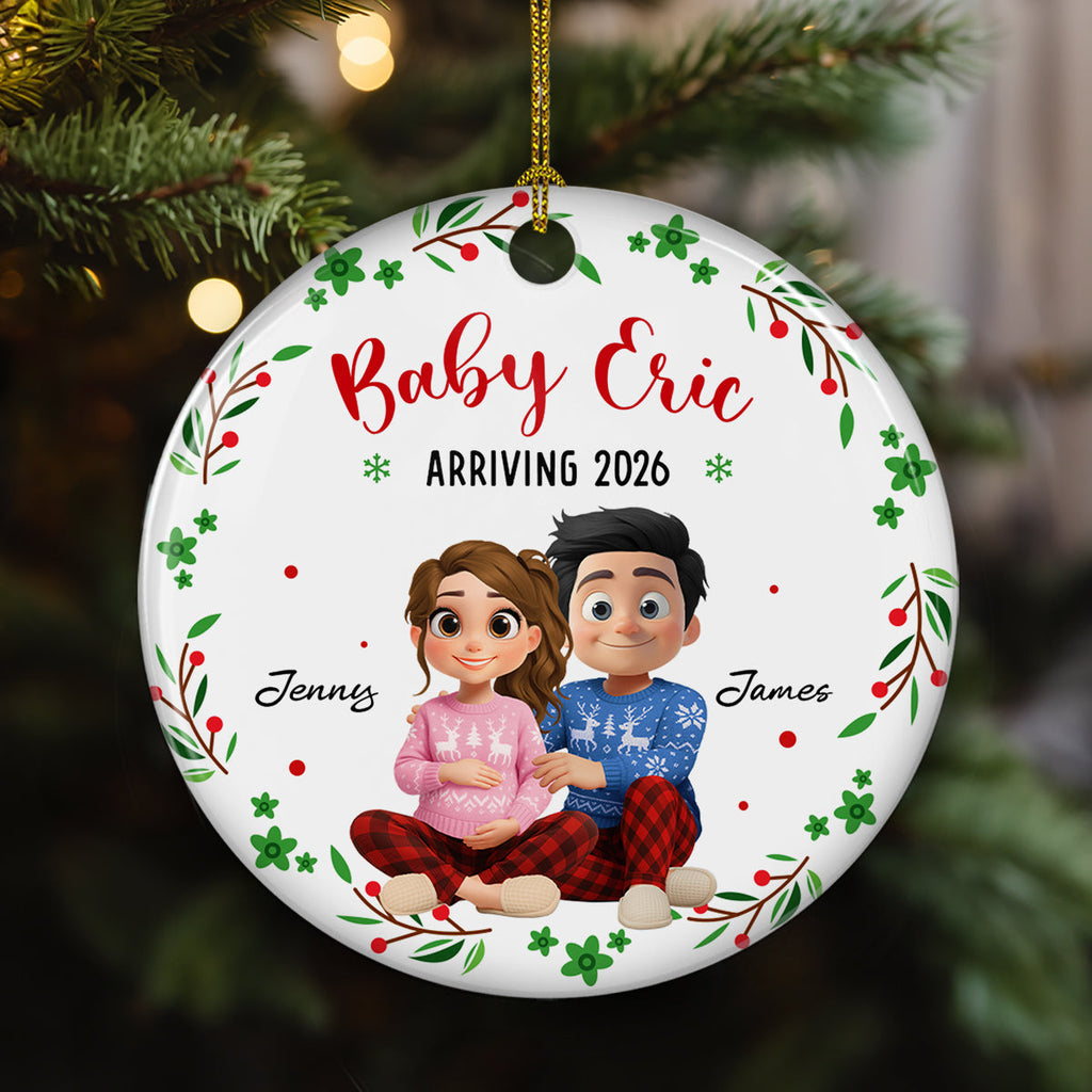 Custom Family Ornament, Christmas Gift for Family Members •  Arrive To This World - Personalized Ceramic Ornament