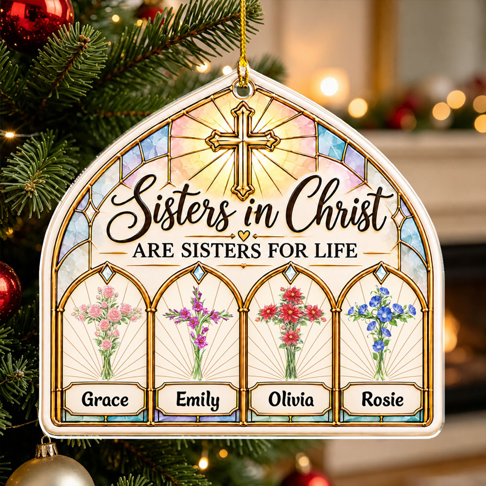 Custom Keepsake Christmas Ornament •  Sisters For Life - Personalized Acrylic Ornament