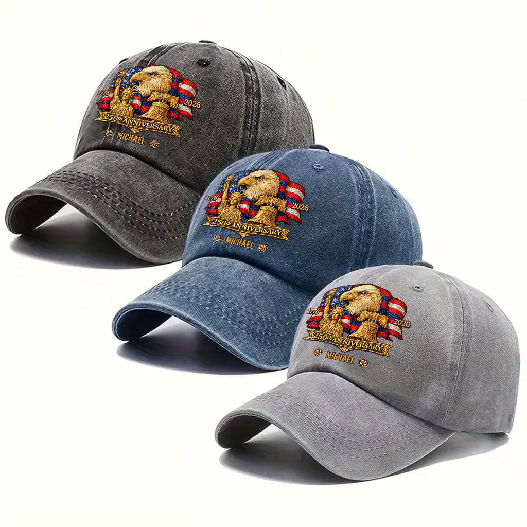 250 Years Of Freedom - Personalized Vintage Washed Denim Cap
