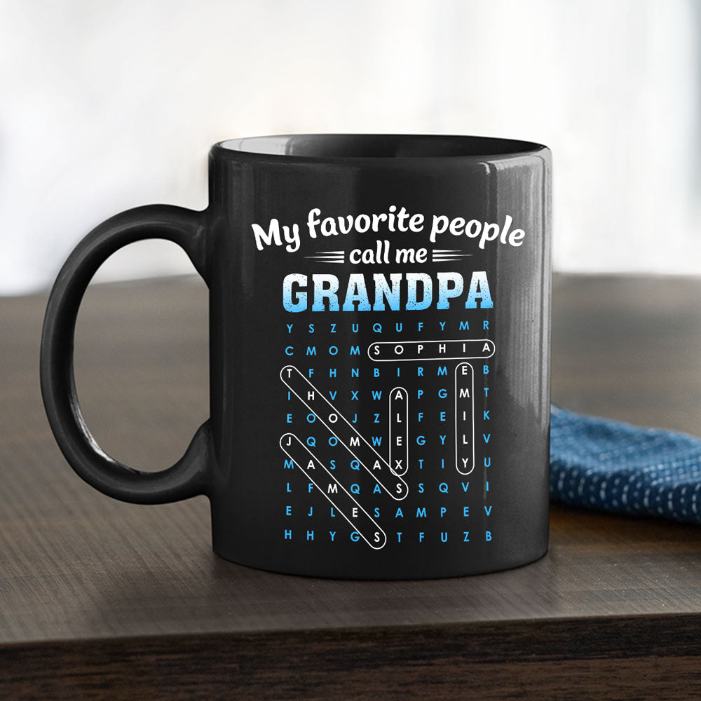 Custom Christmas & Birthday Gift For Grandpa • Favorite People Call Grandpa Dad Word Search Puzzle - Personalized Coffee Mug