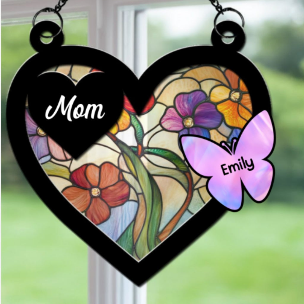 Custom Name Family Name Hanging Decor, Christmas Birthday Gift • Butterfly Of Love - Personalized Suncatcher