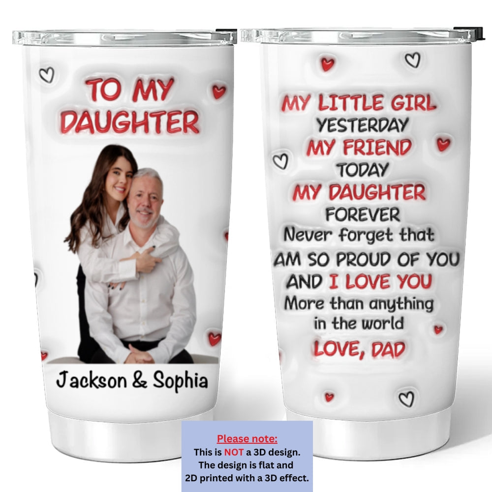 Custom Photo Christmas Birthday Gifts For Children • Hug From Dad Photo - Personalized 3D Inflated Effect Tumbler