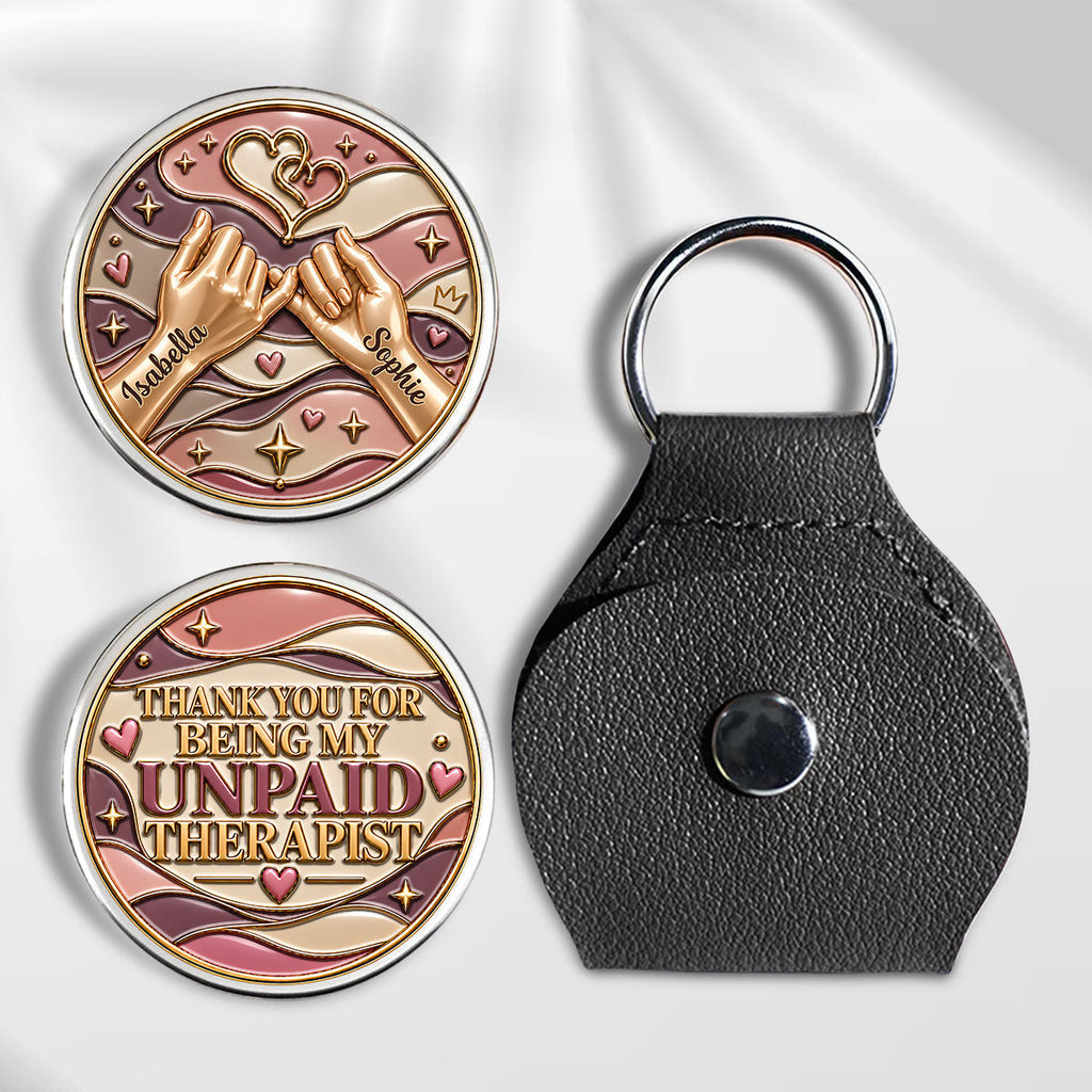 Custom Sister Siblings Coin Keychain, Christmas Birthday Gifts • Thank You For Being My Unpaid - Personalized 3D Printing Pocket Hug