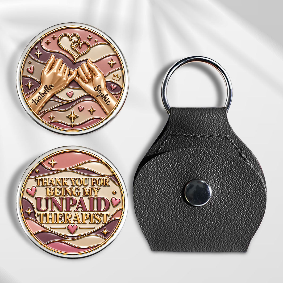Custom Sister Siblings Coin Keychain, Christmas Birthday Gifts • Thank You For Being My Unpaid - Personalized 3D Printing Pocket Hug