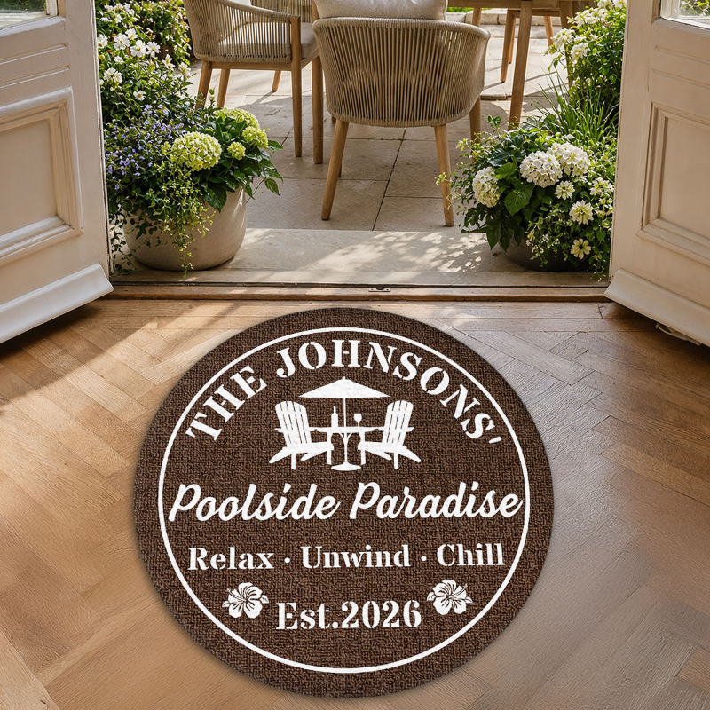 Welcome To Our Backyard Oasis - Personalized Doormat
