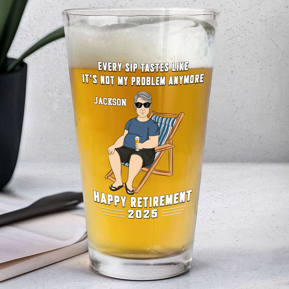 Not My Problem Anymore - Personalized Beer Glass