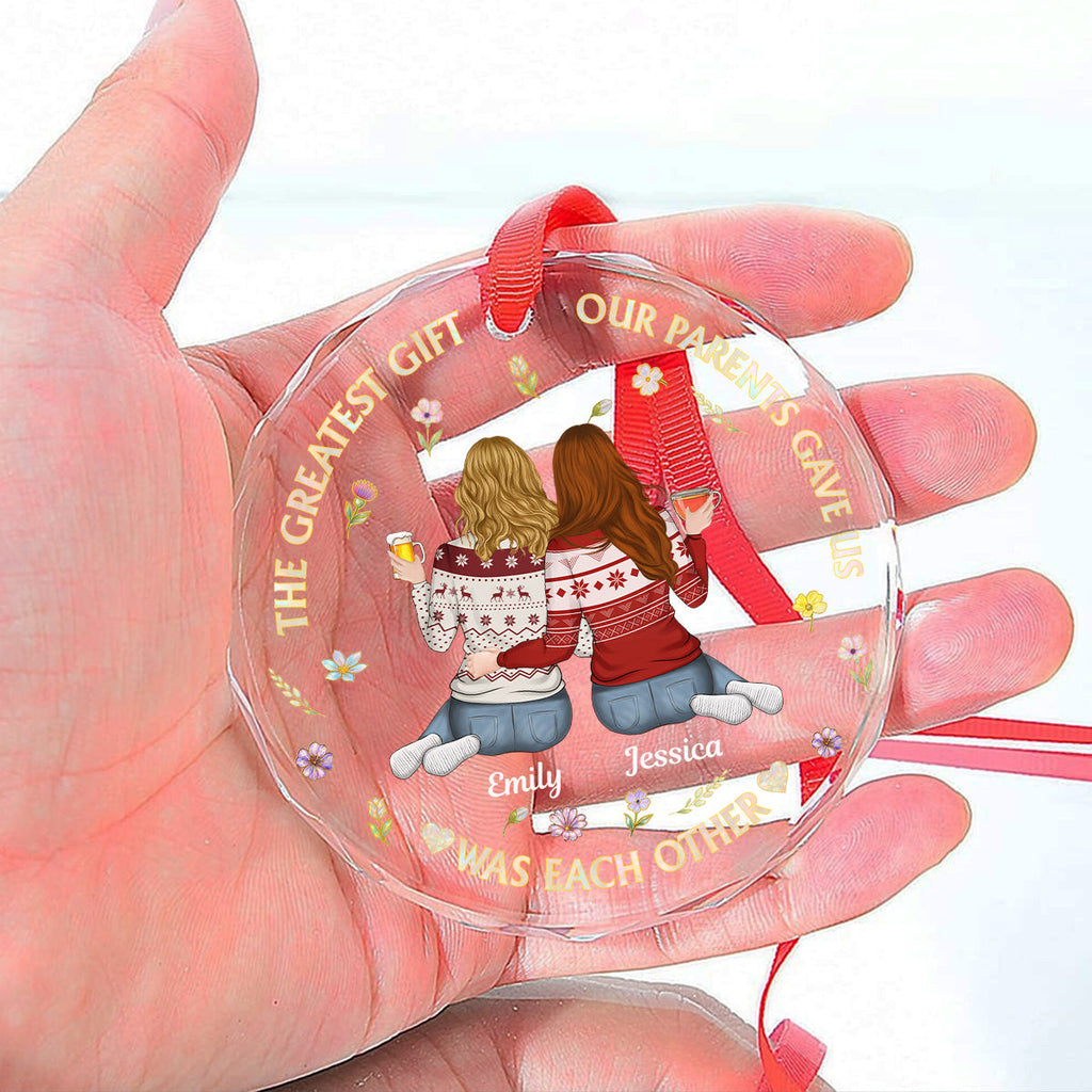 Custom Brothers & Sisters Christmas Ornament •  Our Parents Gave Us - Personalized Glass Ornament