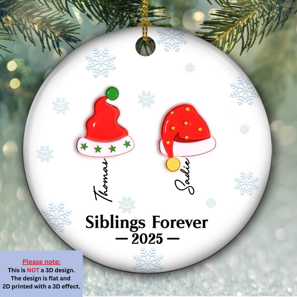 Custom Family Ornament, Christmas Gift for Family Members •  Joy Begins Where Family Gathers - Personalized 3D Inflated Effect Ceramic Ornament