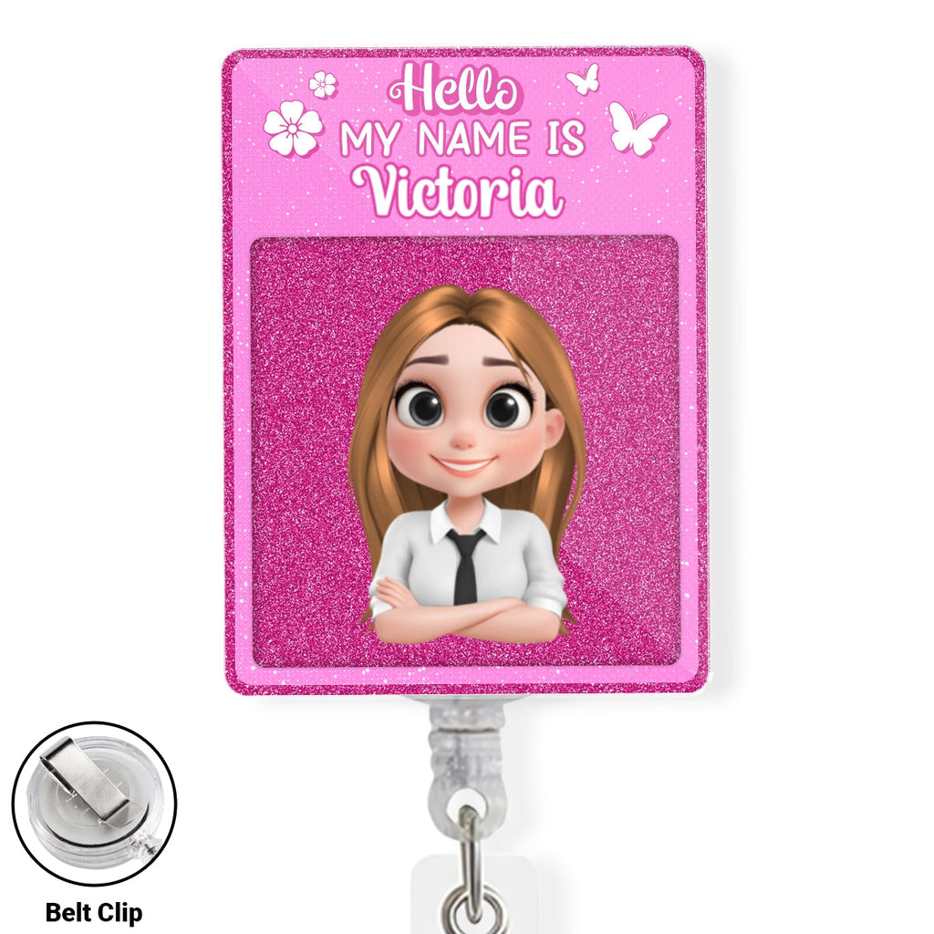Custom Character ID Holder For Coworker, For Boss, Office Gift With Name • Love My Job - Personalized Acrylic Badge Reel