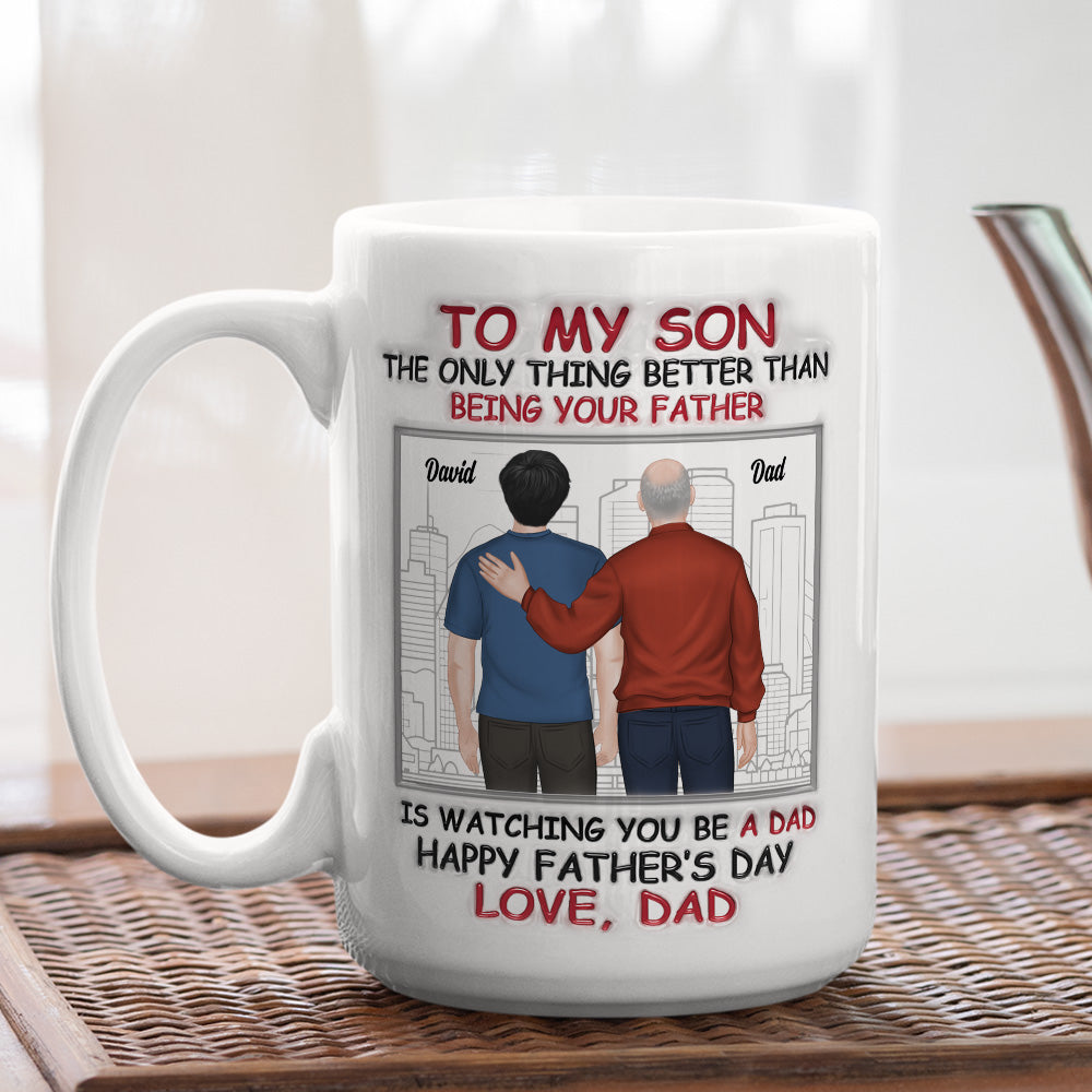 Custom Father's Day, Special Gift for Dad & Grandpa • Fatherhood Looks Good On You - Personalized 3D Inflated Effect Mug