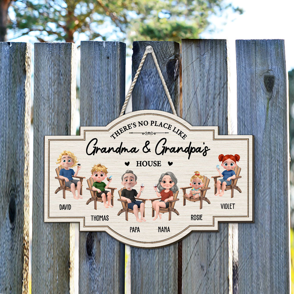 Custom Family Campground Sign, Campsite Outdoor Wall Decor • No Place Like Grandma House - Personalized Wood Sign