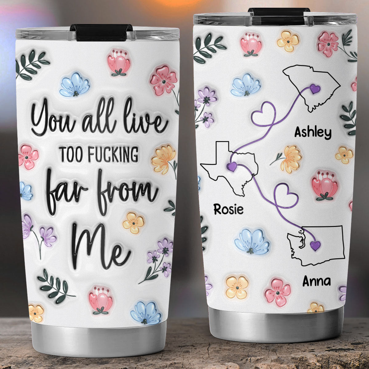 Custom Christmas Birthday Gifts For Best Friend • Miles Apart But Hearts Close - Personalized 3D Inflated Effect Tumbler