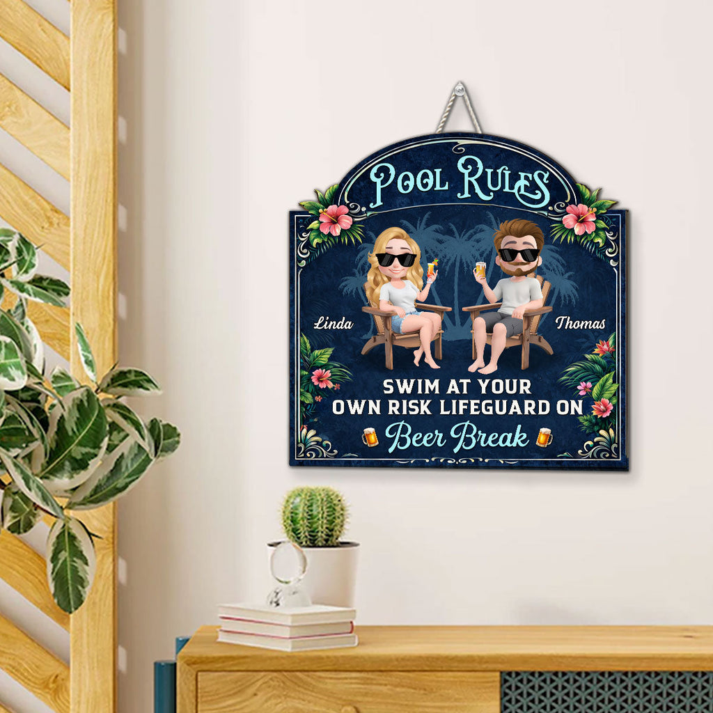 Custom Home & Wall Decor, Birthday & Christmas Gift • Poolside Paradise Version 2 - Personalized Wood Sign