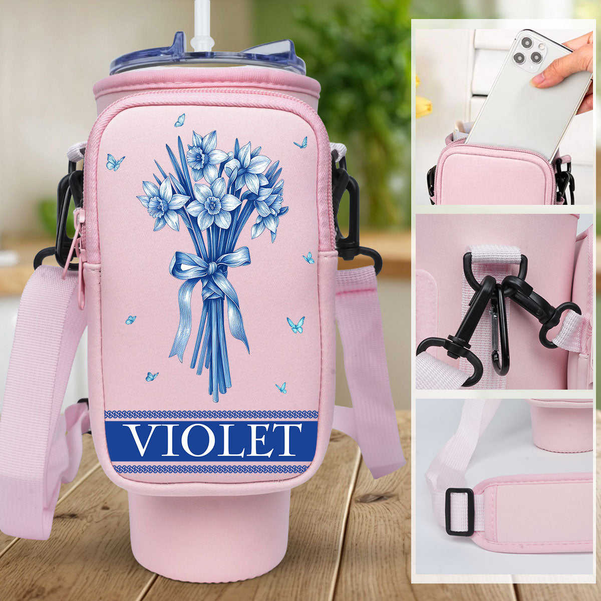 Grandma Love Grow Here - Personalized Water Bottle Carrier Bag