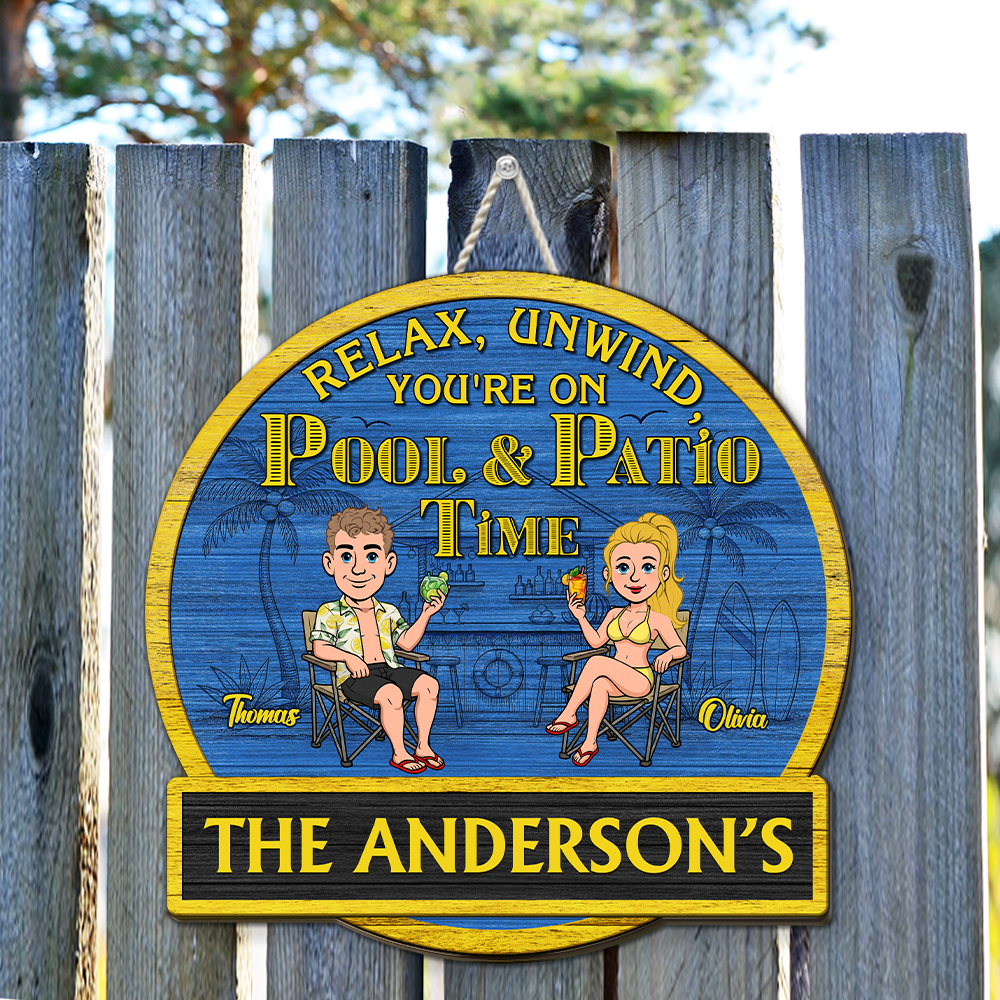 Custom Family Summer Backyard, Patio & Porch Decor • It Is Our Patio Time - Personalized Wood Sign