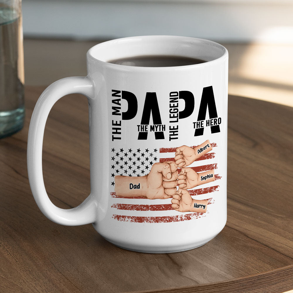 Custom Father's Day, Special Gift for Dad & Grandpa • The Hero - Personalized Coffee Mug