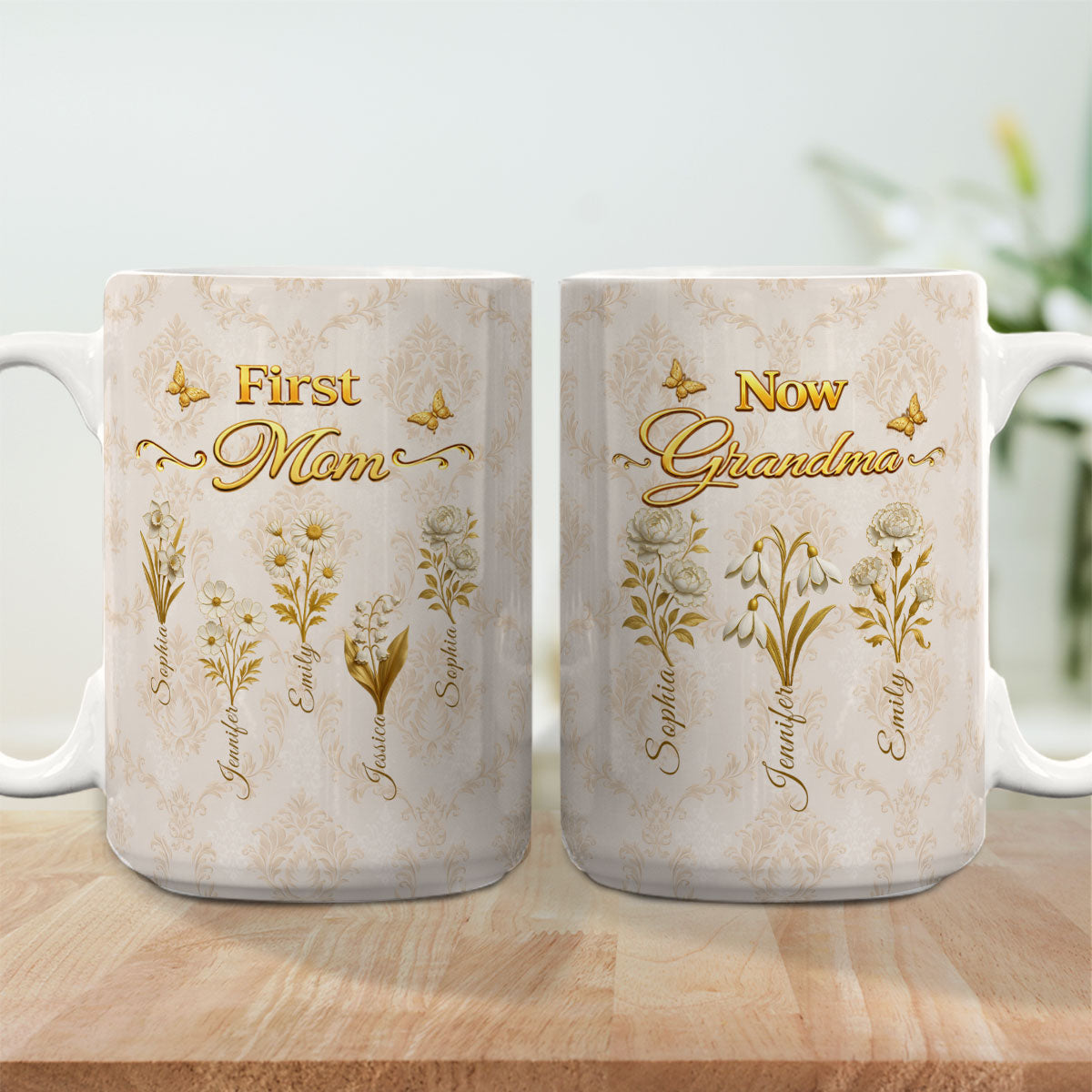 Custom Mother's Day Gift for Mom & Grandma • First Mom Now Grandma Vintage - Personalized Coffee Mug
