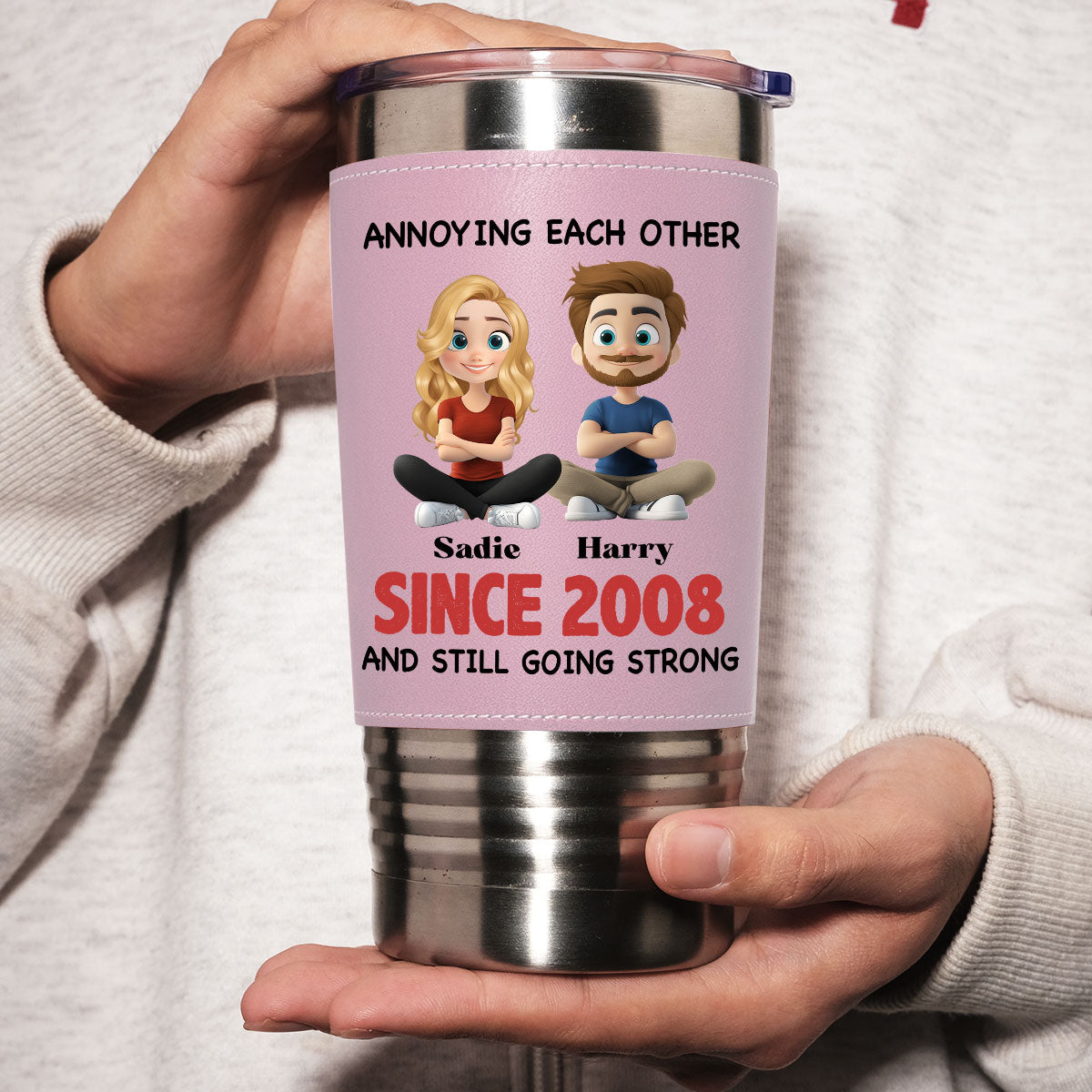 Custom Christmas Anniversary Gifts For Wife • Together Forever - Personalized Pink Leather Tumbler