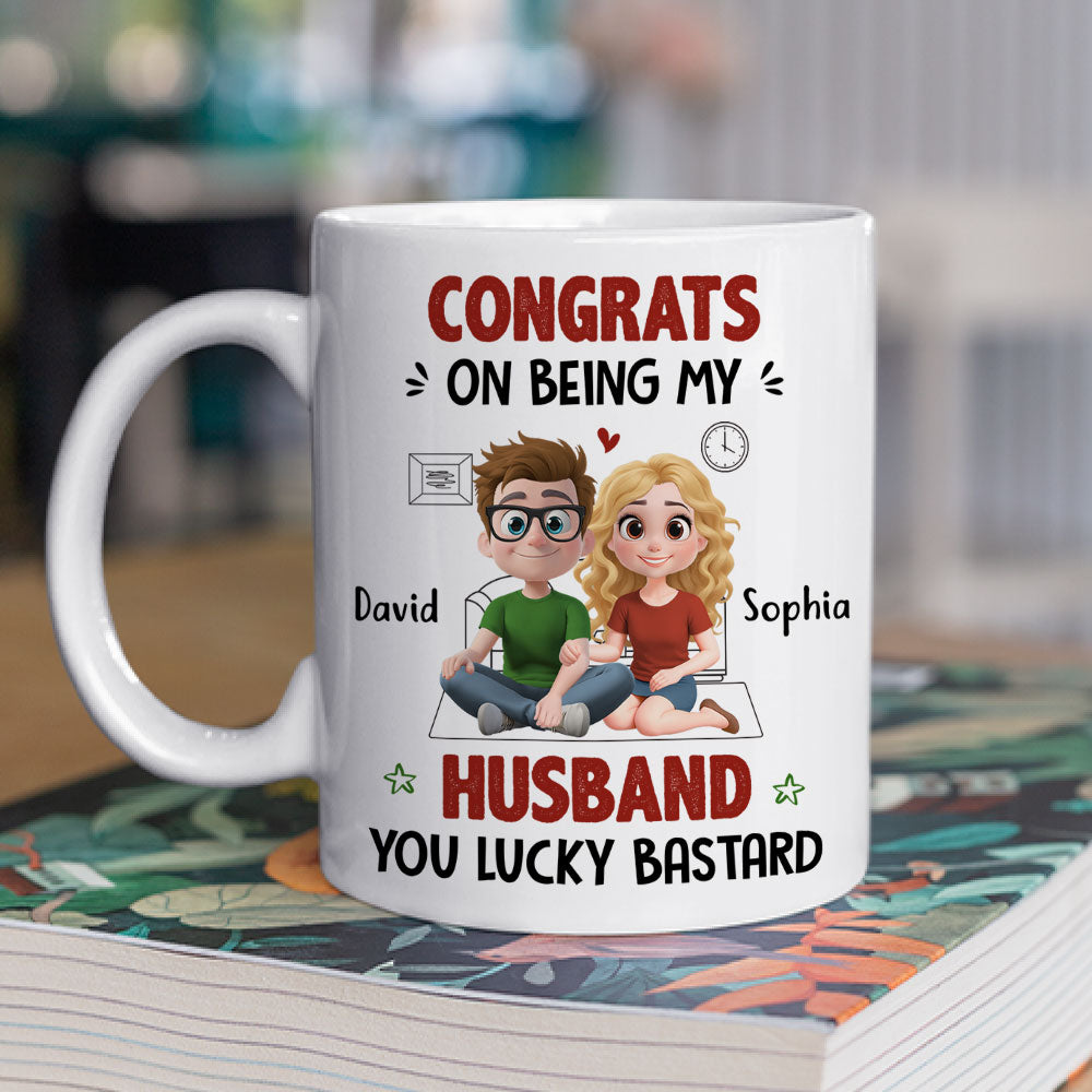 Custom Anniversary Keepsake Gifts For Couple • My Husband Won The Jackpot - Personalized Coffee Mug