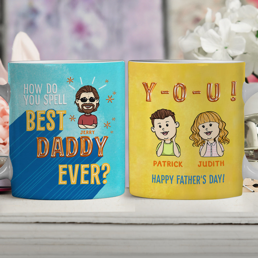 Custom Christmas & Birthday Gift for Dad • How To Spell Best Grandpa Ever - Personalized Coffee Mug