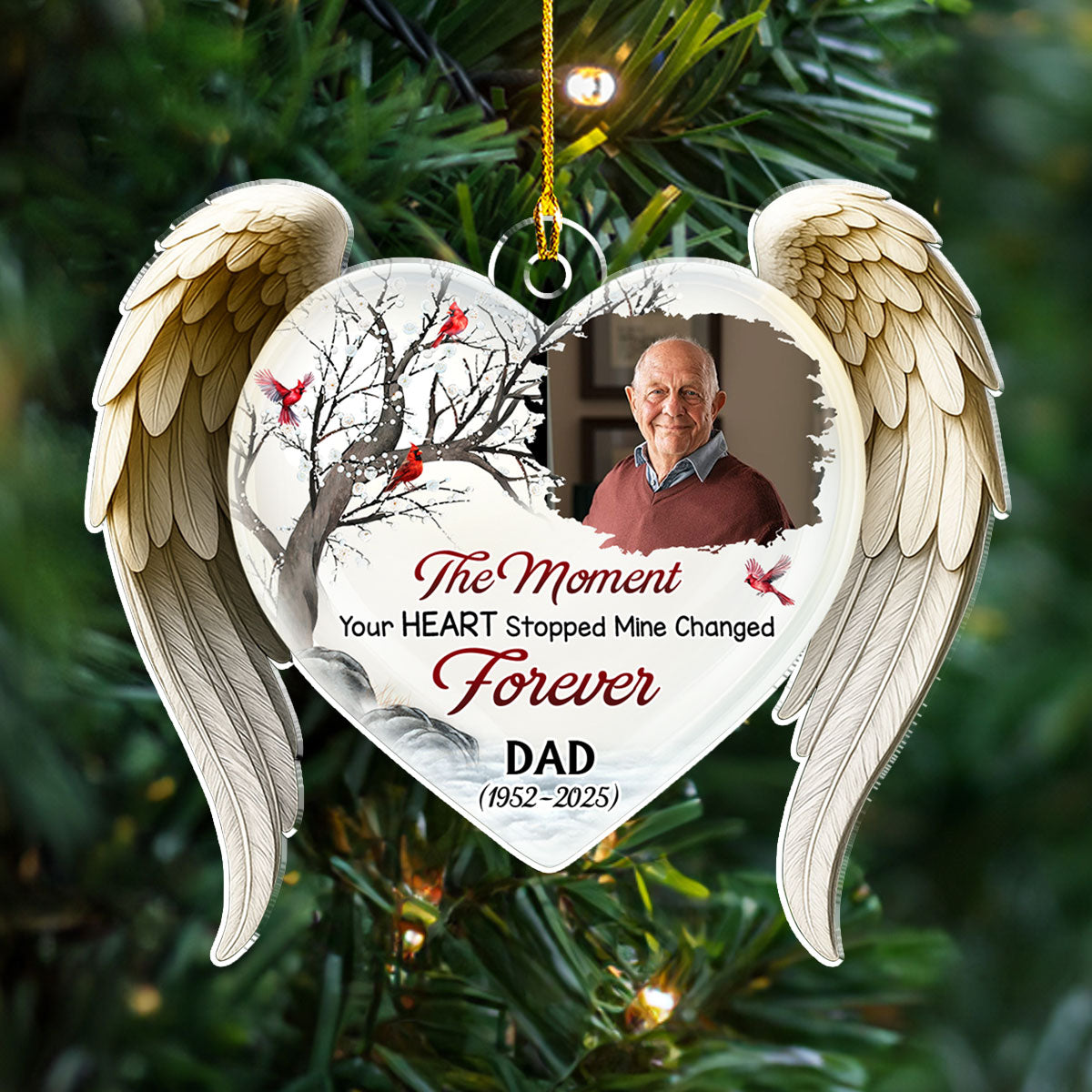 Custom Photo Memorial Christmas Ornament, Sympathy Keepsake • Guardian From Heaven - Personalized Acrylic Ornament