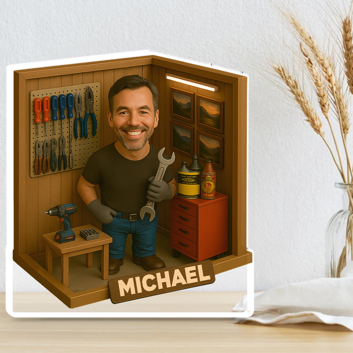 Custom Father's Day Decor, Gift for Dad & Grandpa • Garage With Daddy - Personalized Acrylic Plaque