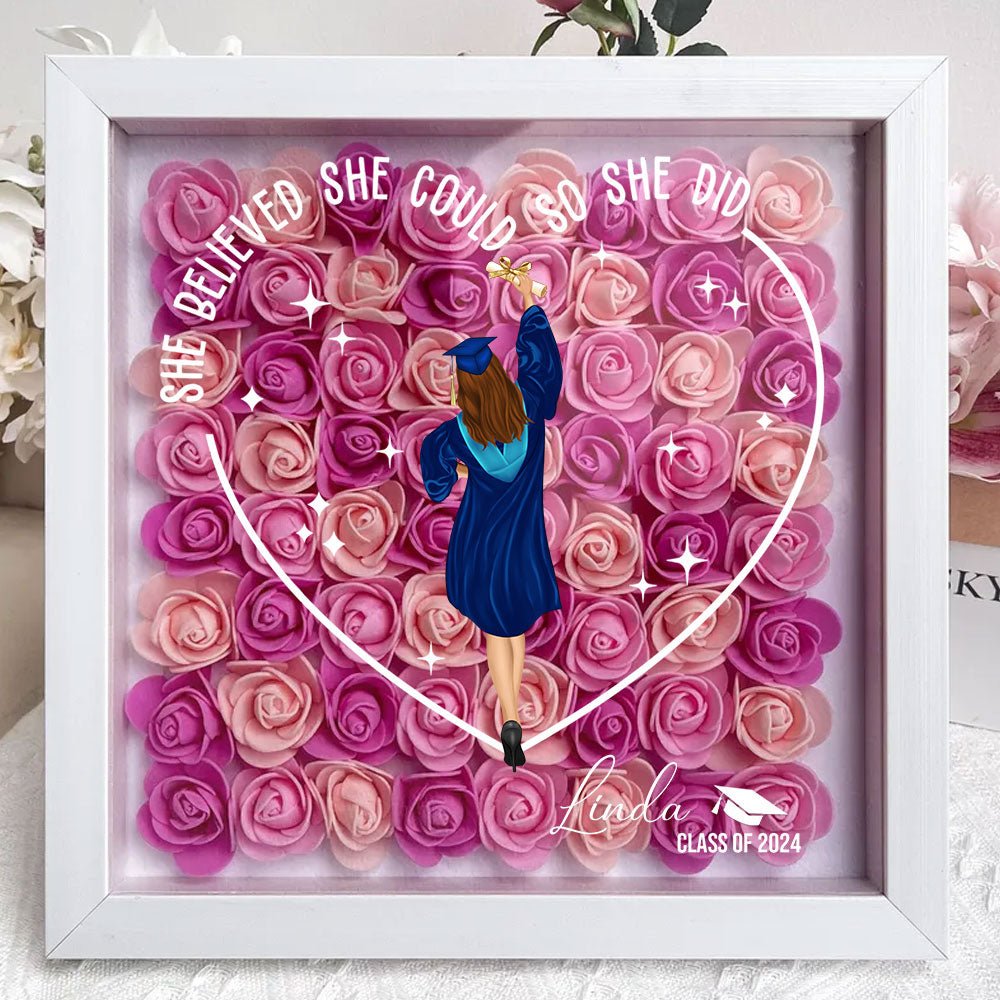 Class Of 2024 Graduation Gift - Personalized Flower Shadow Box