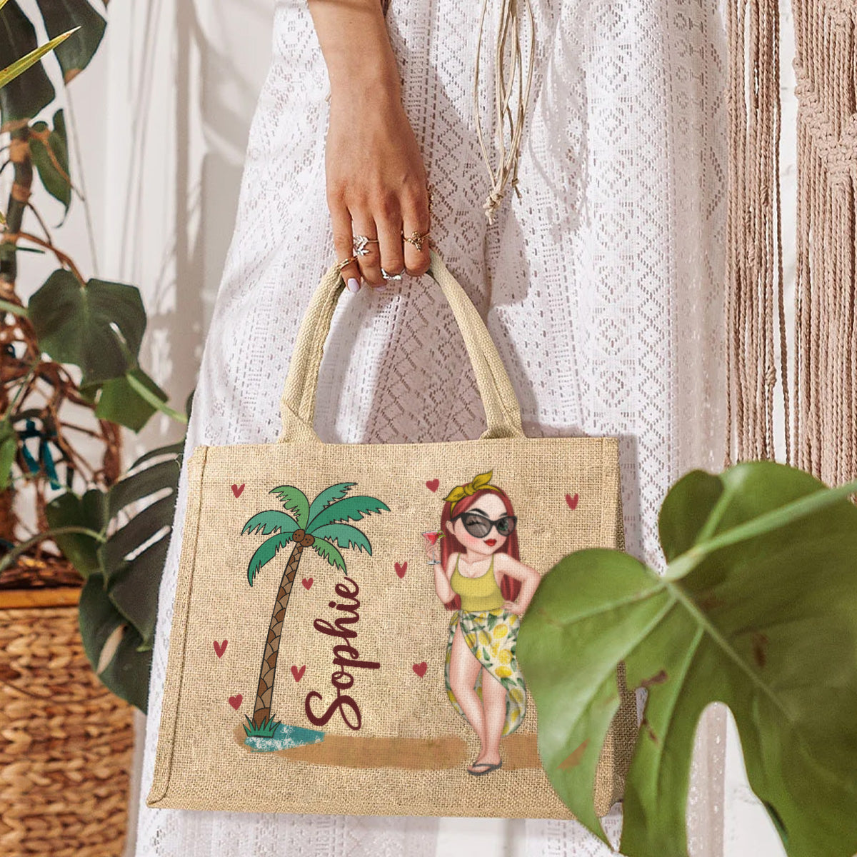 Beach Is Calling - Personalized Jute Tote Bag