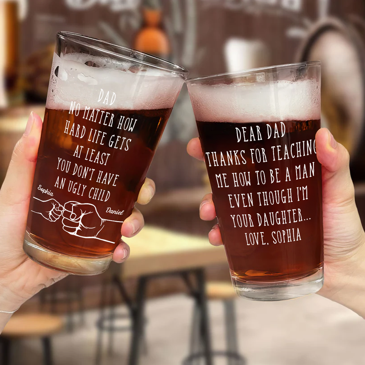 Thanks For Teaching Me How To Be A Man - Personalized Beer Glass