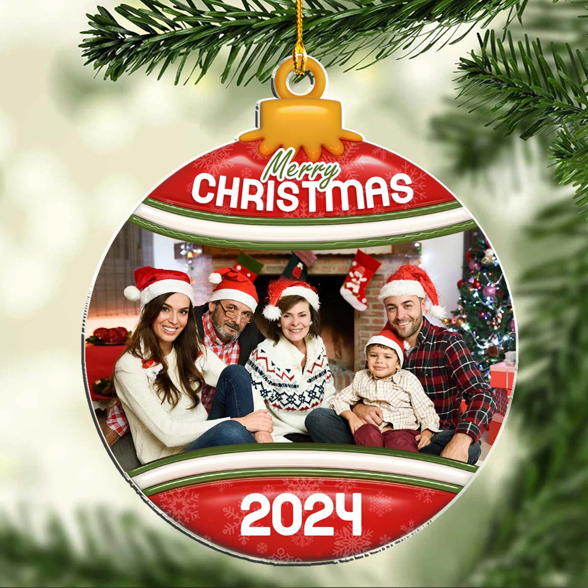 Custom Photo Family Ornament, Christmas Gift for Family Members • Christmas Cheer - Personalized Acrylic Ornament