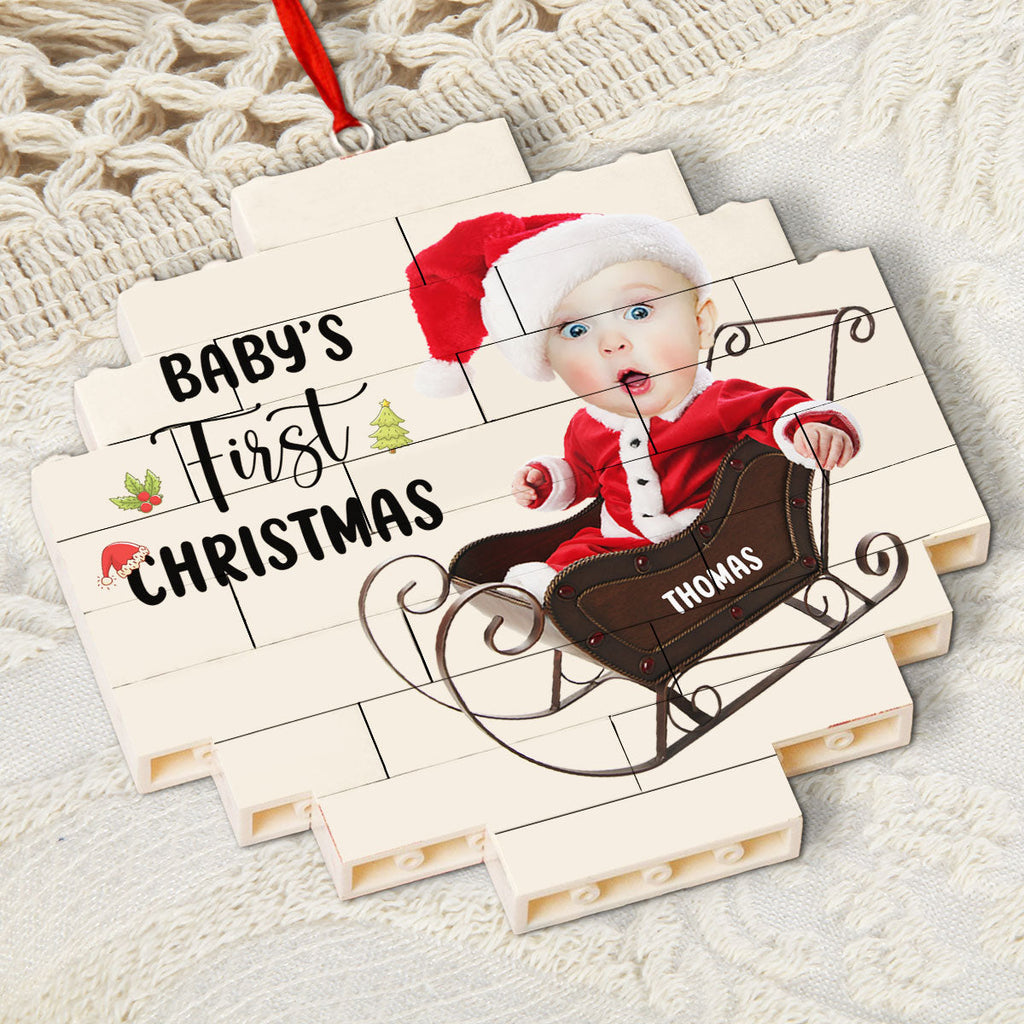 Custom Photo Baby First Christmas Ornament for New Parents • My First Christmas - Personalized Puzzle Ornament